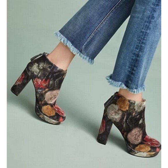 Bettye Muller Shoes - Bettye Muller Anthropologie Meade Velvet Platform Ankle Boots  Size 8.5 M